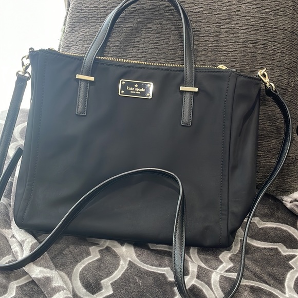 KATE SPADE NEW YORK Wilson Road Alyse Satchel Bag in Black Nylon - Picture 9 of 9
